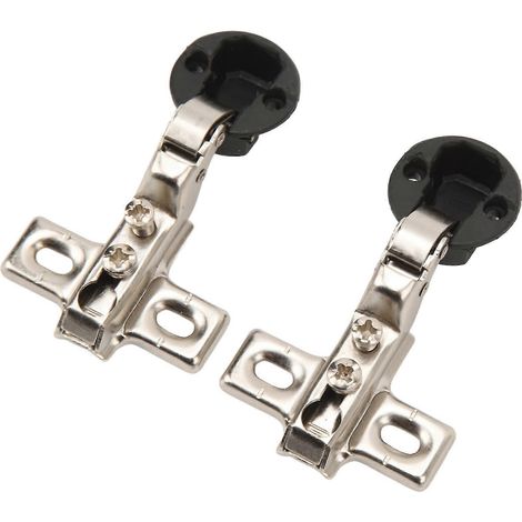 Lot de 2 charnières à fermeture amortie avec trou de 26 mm pour porte vitrée de placard (demi-cache). (1/5)