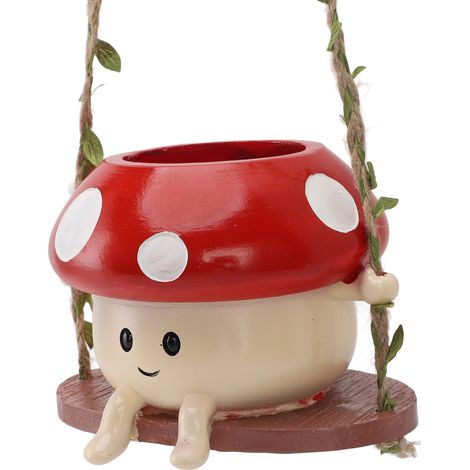 Pot à suspendre Champignon Visage Balançoire Résine Déco Murale Plafond Intérieur Extérieur Succulente Cadeau Original Compact (1/4)