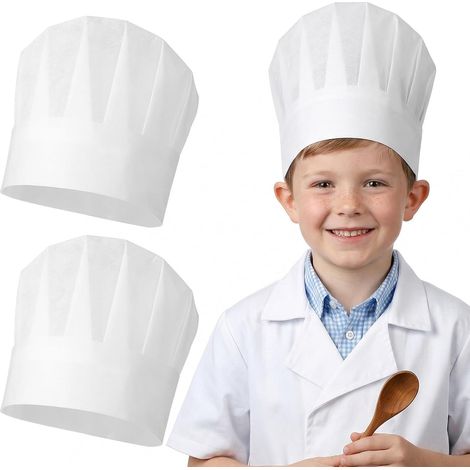Lot de 20 toques de chef jetables blanches en nontissé, petit seau (1/5)
