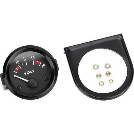 Jeffergarden Voltmètre universel 12V pour voiture, jauge de tension 52mm/2 pouces, 8-16V BX100007
