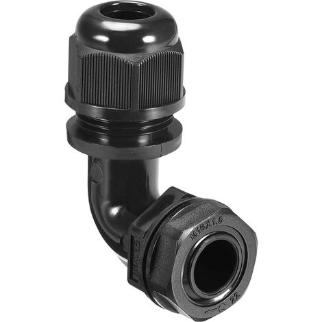 Presse-étoupe M16 Joint nylon hydrofuge 90° 6mm-10mm Dia fil câble (1/4)