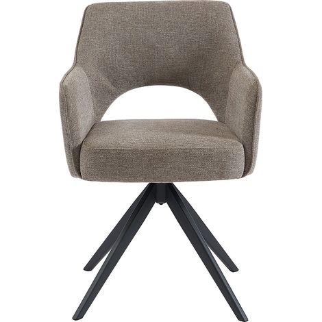 Chaise pivotante avec accoudoirs en tissu et métal noir - Taupe - KONYA (1/4)