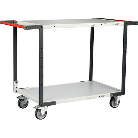 Servante d'atelier à monter - 2 plateaux 1000x595mm - Double poignées - Charge max 250kg - Roues TPE - 884722126 (1/3)