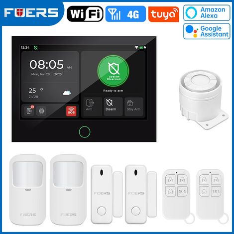 (Pack 2) Système d'alarme de sécurité pour maison connectée avec écran TFT 7 pouces, Wi-Fi 4G LTE et protection antivol. (1/5)