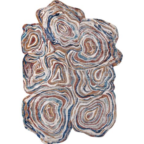 Carpet TINE 75312A Tree wood - modern, irregular shape terracotta / blue multicolour 195x290 cm