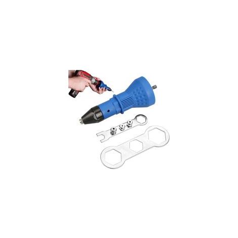 Pistolet À Rivets Pour Perceuse Sans Fil Riveteuse Électrique Rivet Écrou Pistolet Électrique Rivet Écrou Pistolet Adaptateur Adaptateur Rivetage Insérer Écrou Perceuse Électrique Kit[Bleu] (1/4)