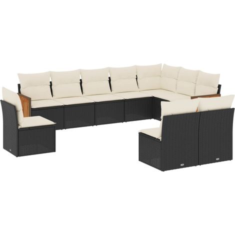 Maison Exclusive - Set de sofás de jardín 10 pzas cojines ratán s (1/5)