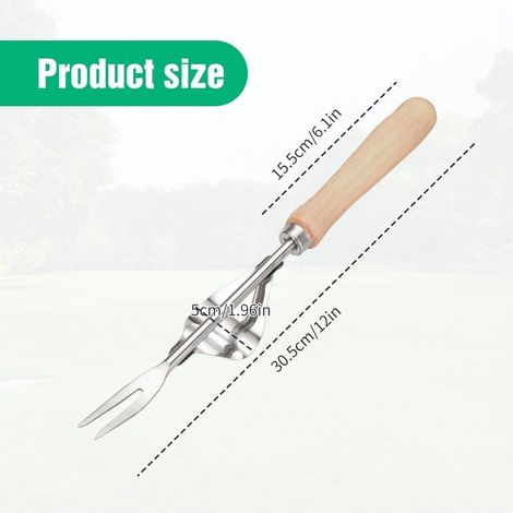 Désherbeur Manuel en Acier Inoxydable avec Manche en Bois – Outil de Jardinage pour Creuser, Désherber et Transplanter Les Racines et Pissenlits (1PC) (1/5)