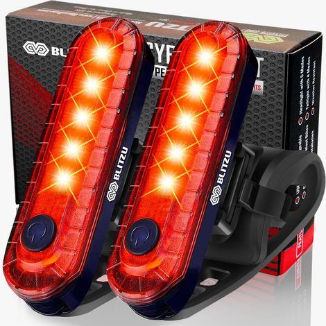 Lot de 2 feux arrière rechargeables pour vélo, Cyborg 120T, feu arrière LED rouge vif, étanches, avec réflecteurs de sécurité intégrés, compatibles avec les vélos adultes et enfants (VTT).