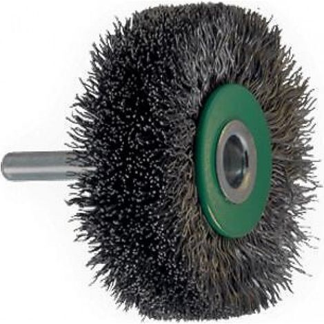 Brosse Circulaire sur Tige Inox D.75mm - Fil Inox Ondule D.0,3mm - Nettoyage Decapage Polissage Perceuse - Boite de 10 (1/2)