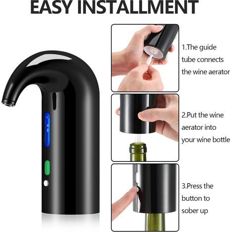 Aérateur de vin électrique, carafe à vin, best-sellers, aération en une seule touche, accessoires pour vins rouges et blancs, utilisation avec tire-bouchon pour débutants et amateurs, bec verseur, dis (1/5)