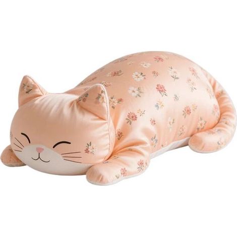 Coussin de grossesse en forme de chat - Pour dormir sur le côté - Tissu frais en soie glacée - Design ergonomique - Soutien cou et dos - Orange - Coussin de sommeil - Régulation de température
