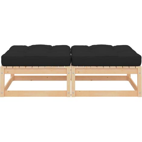 Repose-pieds de jardin avec coussins lot de 2 Pin massif (1/5)