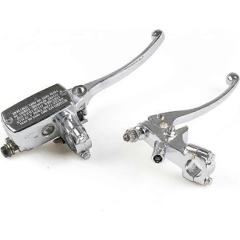 Maître-cylindre de frein hydraulique pour guidon de moto (22 mm) avec levier d'embrayage - Argent (1/5)