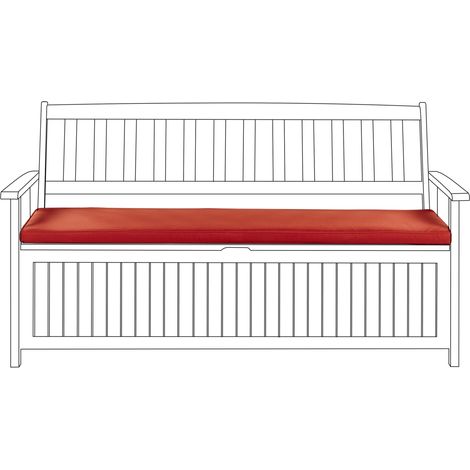 Cojín de asiento para banco de exterior de poliéster impermeable 45 x 148 cm rojo Sovana