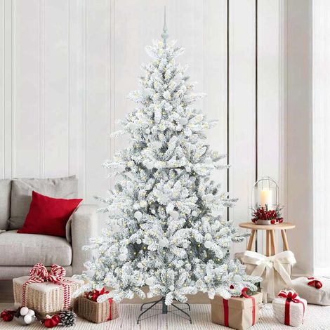 Künstlicher klappbarer Weihnachtsbaum Weiß 210 cm PVC und Stahl