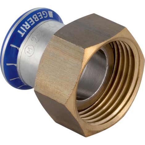Geberit Mapress Transition en acier inoxydable avec écrou-raccord (sans LABS), DN 32, dø 35 mm, 85036