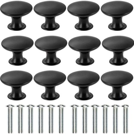 Set mit 12 antiken Schubladenknöpfen aus Messing, 30 mm Durchmesser, Küchenmöbelgriff, Schranktürgriff (schwarz)
