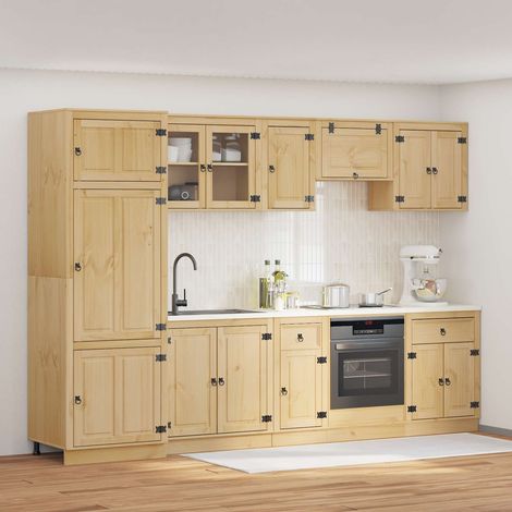 Cabinet SKI 9 pcs Honey Brown Solid Pine Wood vidaXL (1/5)