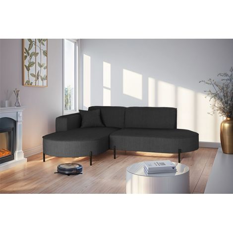 Ecksofa Designersofa VALENCIA XS in Stoff Scala Anthrazit Ottomane Links (1/2)