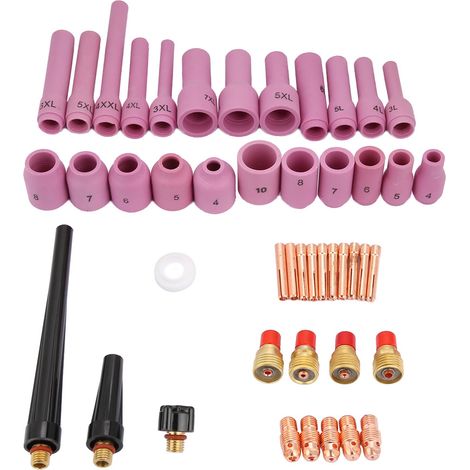 Lot de 46 pièces consommables torche TIG WP-9/20/25, accessoires de soudage, électrodes et buses, kit complet pour poste à souder, pièces détachées compatibles (1/5)