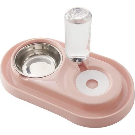 Doppie ciotole rialzate in acciaio inox, dispenser automatico d'acqua, antigoccia, ideali per animali domestici di piccola e media taglia. (1/5)
