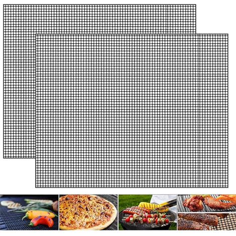 2pcs Grill Mesh, 33 40 Cm, Black Teflon Grill Mats, Heat Resistant Grill Mesh, Cuttable Grill Mesh, Grill Mesh Cooking Mats For Outdoor Grilling