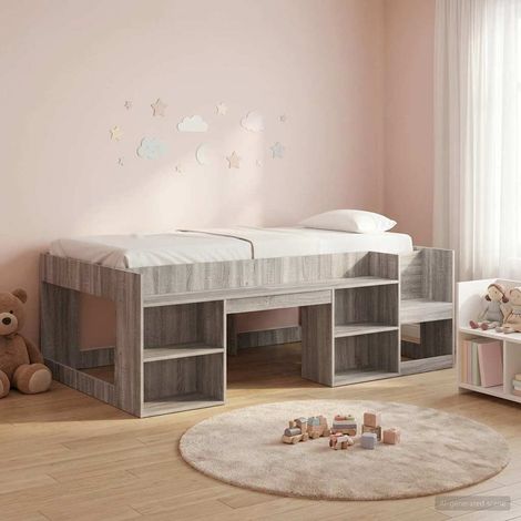 vidaXL Kinderbettgestell mit Stauraum Grau Sonoma 75 x 190 cm (1/5)