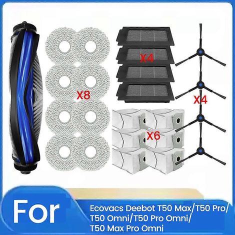 23PCS pour T50 Max/T50 Pro/T50 Omni/T50 Pro Omni pièce détachée Brosse Filtre Sac à poussière Serpillière (1/5)