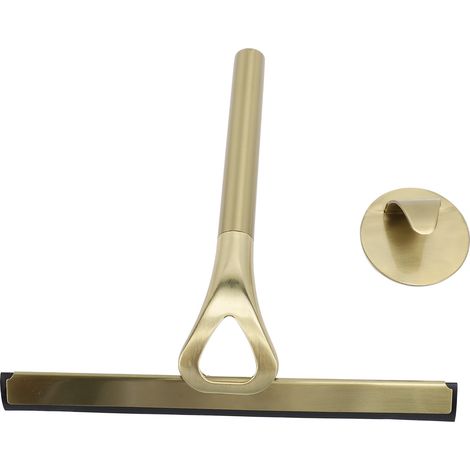 Shower Squeegee Scrubber 304 Stainless Steel Silicon Multifuntional Bathroom Cleaner Wiper for Bathroom Mirror Gold (1/5)