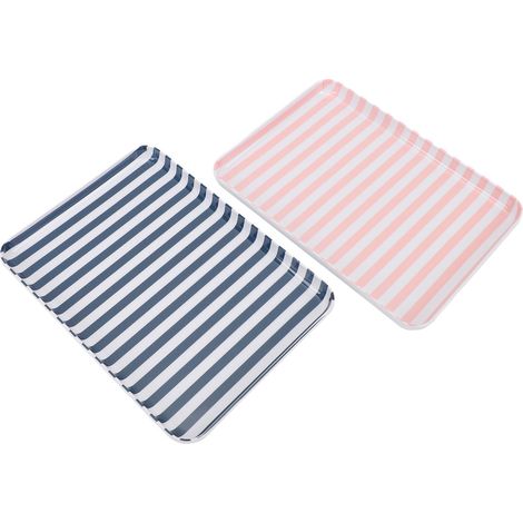Serviertablett für Paare, Kunststofftablett, für selbstgemachte Desserts, Obstsalat, Frühstück für Gäste, blau und rosa, 2 Stück (1/5)