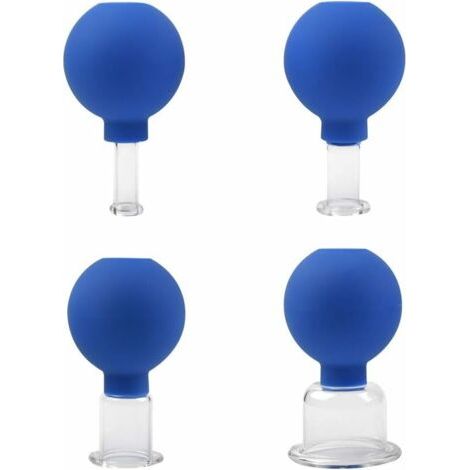 BUNTHAUS Set de Ventouses en Verre avec 4 Tailles Différentes, Ventouse pour Massage, Ventouse Anti-Cellulite, Tasses à Ventouses pour Massage Tête, Visage, Chaque Partie du Corps 4 PCS, Ensoleillé (1/5)