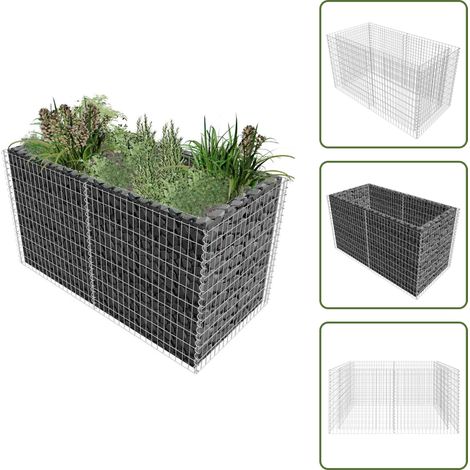 Lit surélevé à gabion Acier 180 x 90 x 100 cm Argenté - Jardinière En Gabion - Bordure De Jardin - Bac De Plantation Surélevé - Décoration Extérieure - Pot De Fleurs Extérieur (1/5)