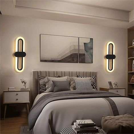 Oval Wall lamp Lighting Fixture LED Indoor Lighting Fixture Acrylic Metal Wall lamp - Simple Wall Washer Chandelier(Black) (1/4)
