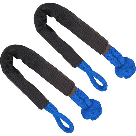 Lot de 2 manilles souples de remorquage, force de rupture de 38 000 lb, résistance à la déchirure, portables, pour camions, grands VUS et véhicules tout-terrain, bleues (1/5)
