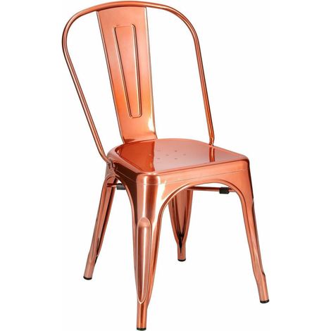 Silla metálica parisina, color cobre, inspirada en Tolix. (1/5)