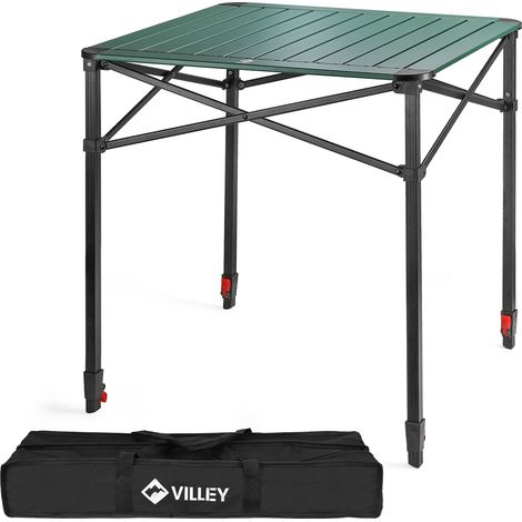 VILLEY Table de Camping Pliante, Table de Pique-Nique Pliable en Aluminium, Table Extérieure Portable avec Sac de Rangement, Table Pliante à Hauteur Réglable pour Randonnée Cuisine Jardin Plage, Large
