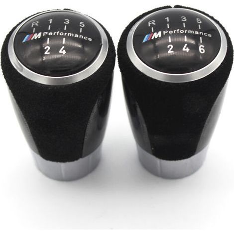 Convient aux pommeaux de levier de vitesse BMW, leviers de vitesse, type M en fibre, E87, E88, E90, logo M, argent, 6 vitesses, un paquet. (1/4)
