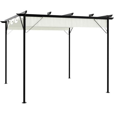 Pergola avec toit rétractable Blanc crème 3 x 3 m Acier (1/5)