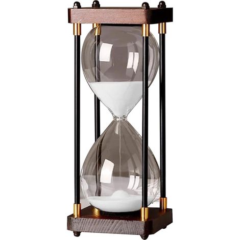 1 sablier, métal, verre borosilicate, 60 minutes, blanc, décoration maison, bureau (1/5)