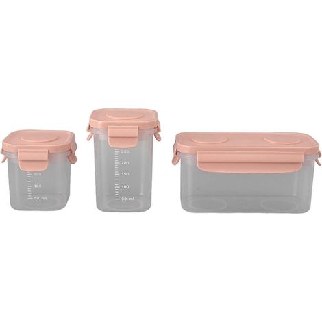 Lot de 3 bocaux de conservation pour aliments pour bébé avec graduation, poche de glace amovible, empilables, de qualité alimentaire et compatibles micro-ondes. (1/4)