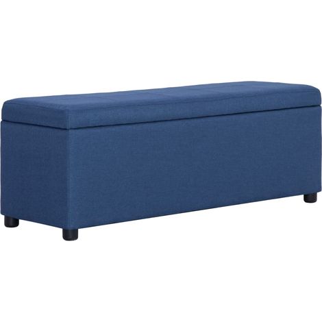 Bank mit Staufach 116 cm Blau Polyester
