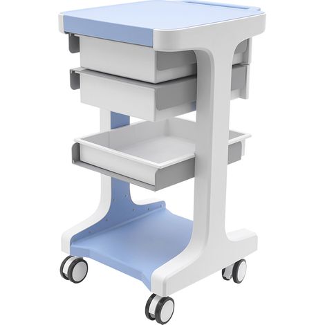 Chariot utilitaire professionnel à 3 niveaux et 2 tiroirs sur roulettes - Chariot de rangement mobile, appareil de cavitation, fournitures de salon - Capacité de charge de 50 kg - bleu (1/5)