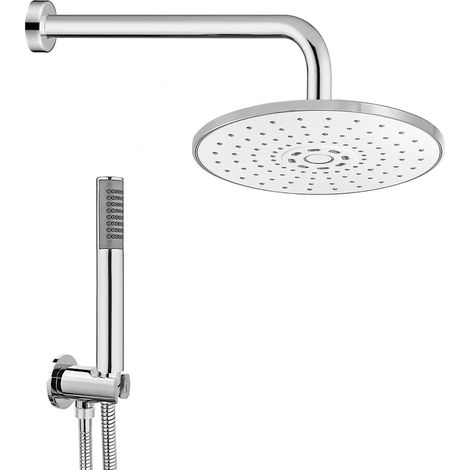 Kit doccia tondo cromo con set doccia + soffione ABS 22 cm + braccio 40 cm (1/5)