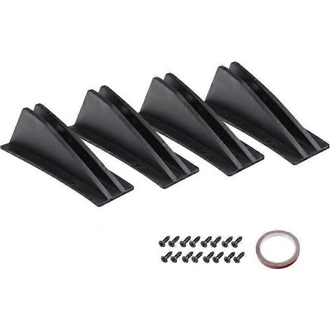 Lot de 4 diffuseurs de pare-chocs arrière noirs, aileron requin universel pour voiture et SUV - Double diffuseur - Noir (1/5)