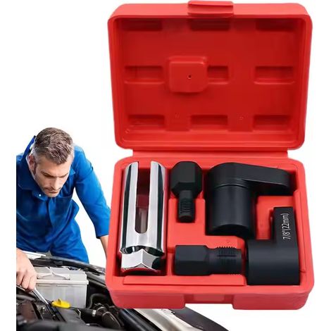 Kit d'outils pour le démontage et le montage des sondes lambda automobiles. Comprend des outils noirs à quatre et huit coins.