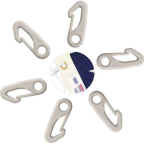 Mousquetons en Nylon pou Mât de Dapeau,Clip de Fixation du Mât en Nylon, Anti-UV et ésistant à l'eau Fixation,Fixe Le Dapeau avec Code,Blanc,6 PCS (1/5)