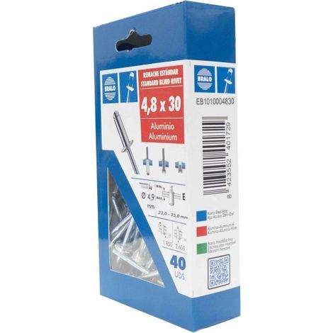Remache cabeza alomada Ø 4,8 x 30 mm bralo 40 uds (1/2)