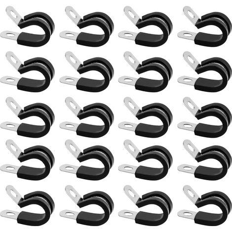 20 Pièces 12mm Collier de Fixation de Tubes avec Insert en Caoutchouc (1/5)