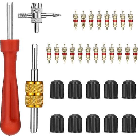33-teiliges Set zur Montage von Autoreifenventilen: zuverlässiges, langlebiges und schnelles Reparaturwerkzeug. Farbe: Gelb.